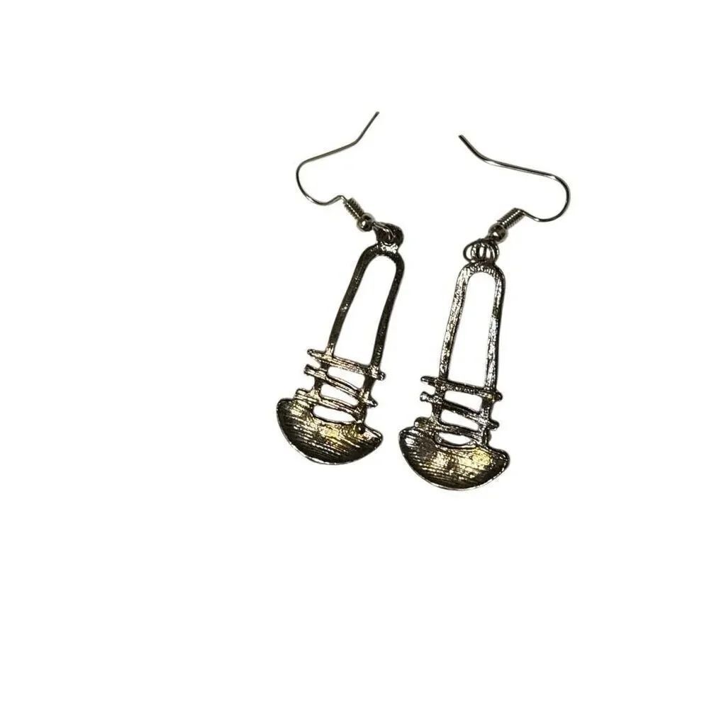 Abstract Silver Drop Earrings - Picture 6 of 6